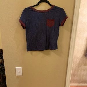 Navy/red crop top